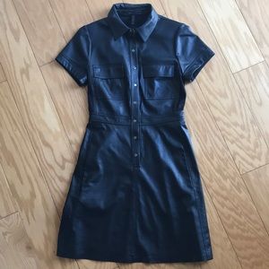 BCBG MaxAzria Stephana Faux-Leather Shirt Dress